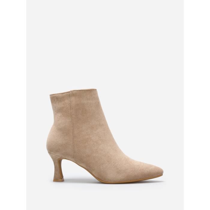 Bottines Femme Su dine Petit Talon Fin Couleur Taupe et