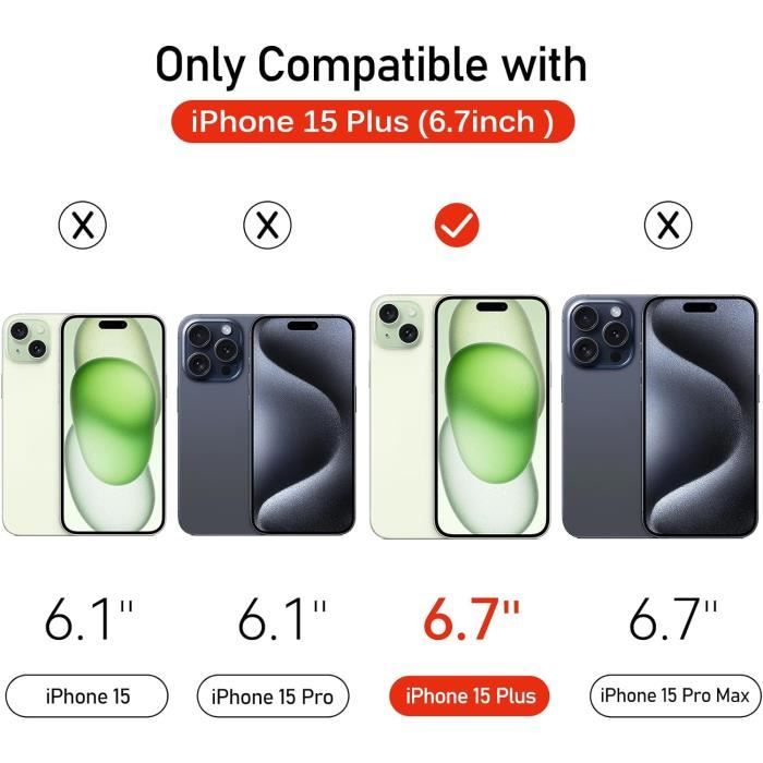 Coque IPhone 15 6,1" Compatible MagSafe - Protection Militaire Antichoc, 2 Verres Trempés Anti-espion Inclus - Transparente Avec Bords Surélevés - 13