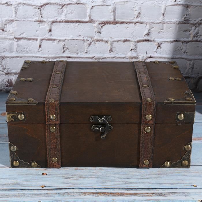 Coffre Au Trésor Vintage Avec Serrure - Boîte à Souvenirs Décorative En Métal - Dimensions 26x15x12 Cm
