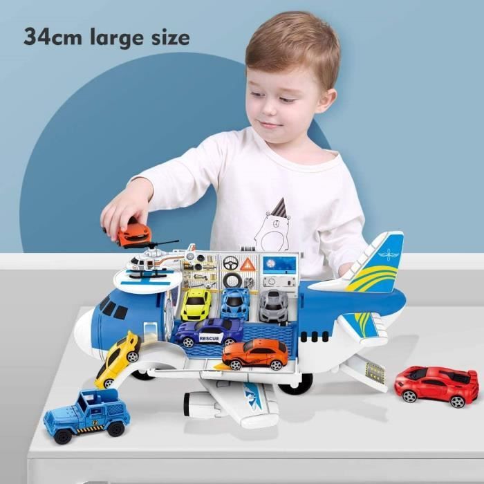Herefun Lot De Véhicules Jouets – Avion, Hélicoptère Et Voitures De Sport, Jeu Éducatif Pour Enfant, Cadeau Anniversaire Garçon