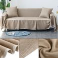 Housse de canapé en Tissu Imitation Lin - TAM - 3Places - Marron - Confortable et Pratique-2