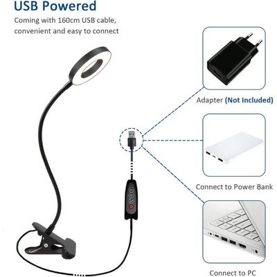 USB Lampe de Bureau Noire à Pince, 3 Couleurs, Lampe de Lecture pour Lire  au Lit