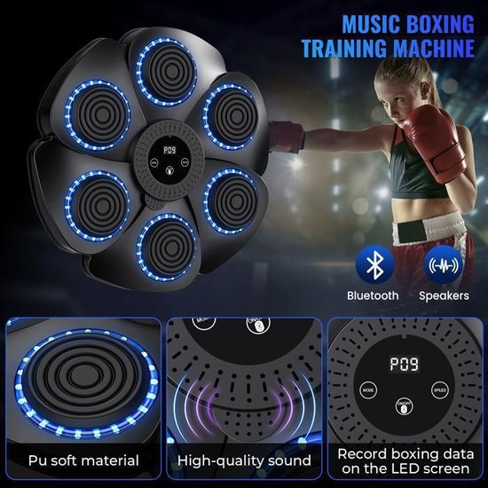 Machine De Boxe Musicale Intelligente Bluetooth - 9 Vitesses, Comptage, Fixation Murale Sans Perçage