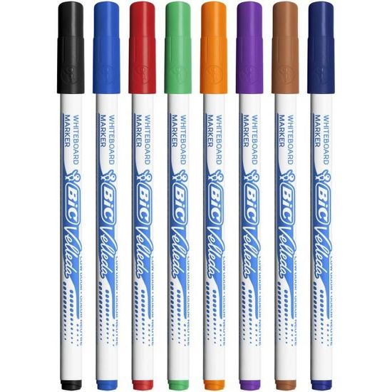 BIC Velleda 1721 Feutres pour Tableau Blanc Effa/çables /à Sec Pointe Conique Fine Noir Bo/îte de 24