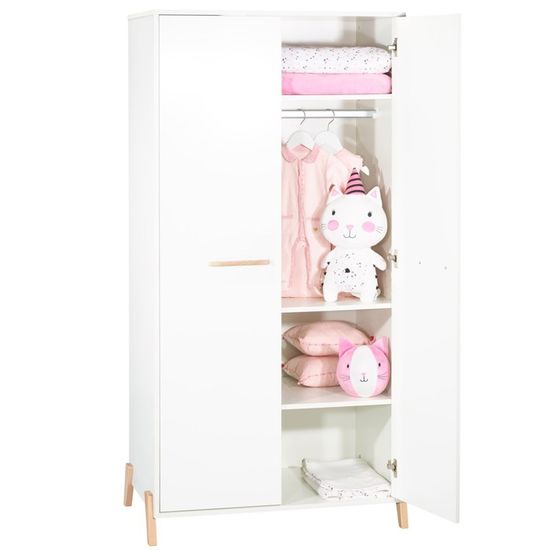 Armoire dressing bébé design en bois blanc 2 portes - Maxim