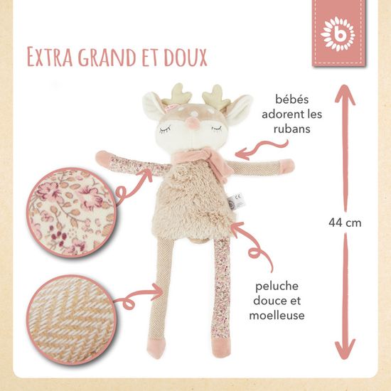 Doudou Biche Ella Avec Hochet - Peluche Bébé Fille - BIECO