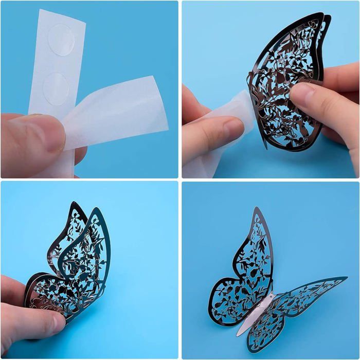 72 Pièces 3D Papillon Decoration, Stickers Papillon, Papillon