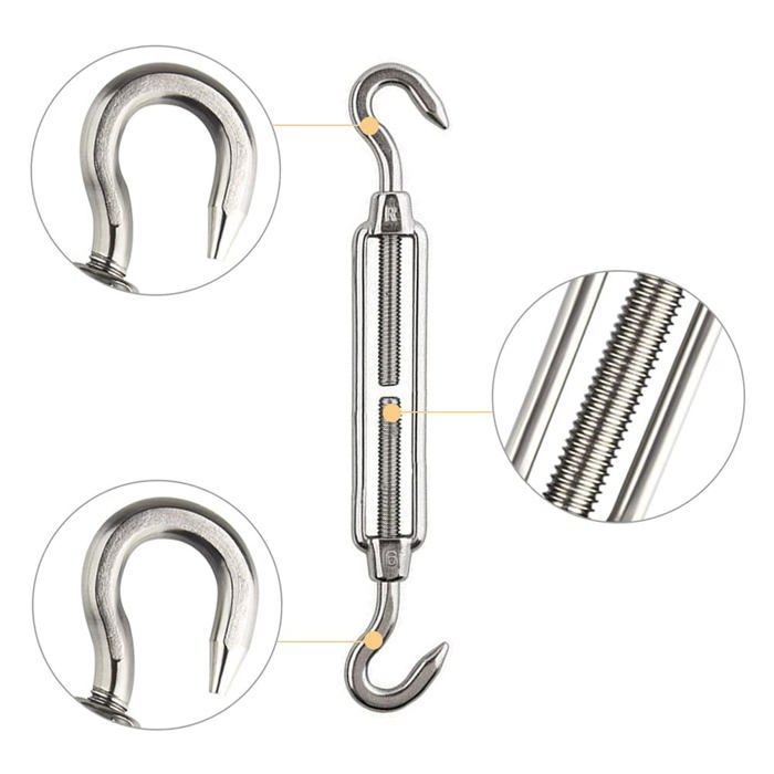 SPEEDWOX Lot De 6 Crochets Réglables Fil Acier Avec Verrou - Pour Câble 1-1,5 Mm - Tendeur Portable