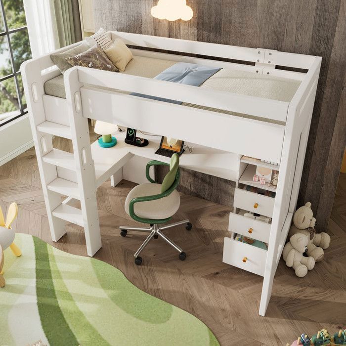 Lit Mezzanine 1 Place Avec Bureau Et Armoire