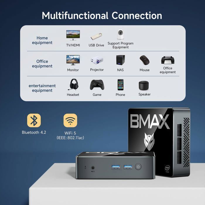 Mini PC - BMAX - B4 Plus - Intel N100 - 16 Go RAM - 512 Go SSD