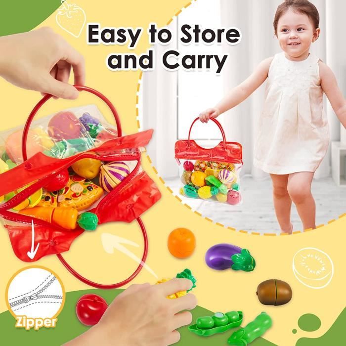 DxxD - Set De Fruits Et Légumes à Couper En Bois - 9 Pièces Dont Planche Et Couteau - Velcro - Dinette Enfant 3-6 Ans - Jouet éducatif Et Créatif - Cadeau Noël Ou Anniversaire