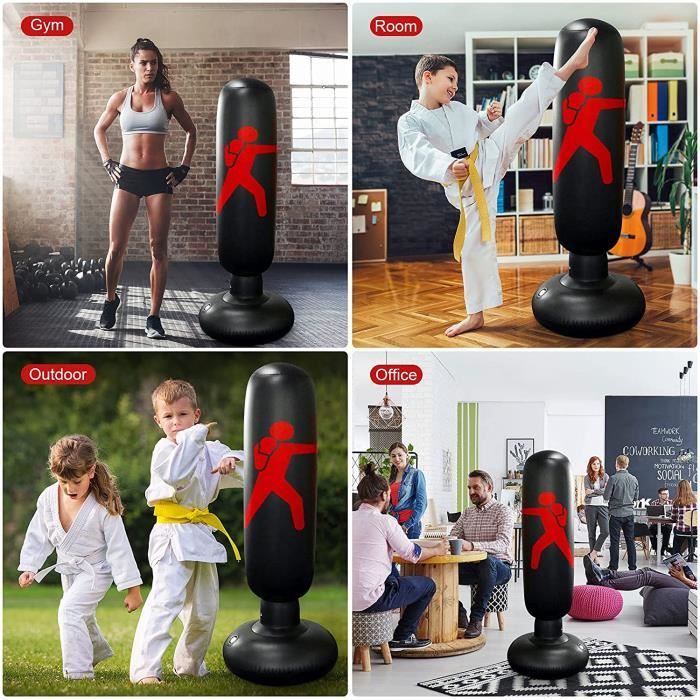 Sac de frappe autoportant pour adultes – Sac de boxe gonflable pour Sac de frappe autoportant pour adultes – Sac de boxe gonflable pour