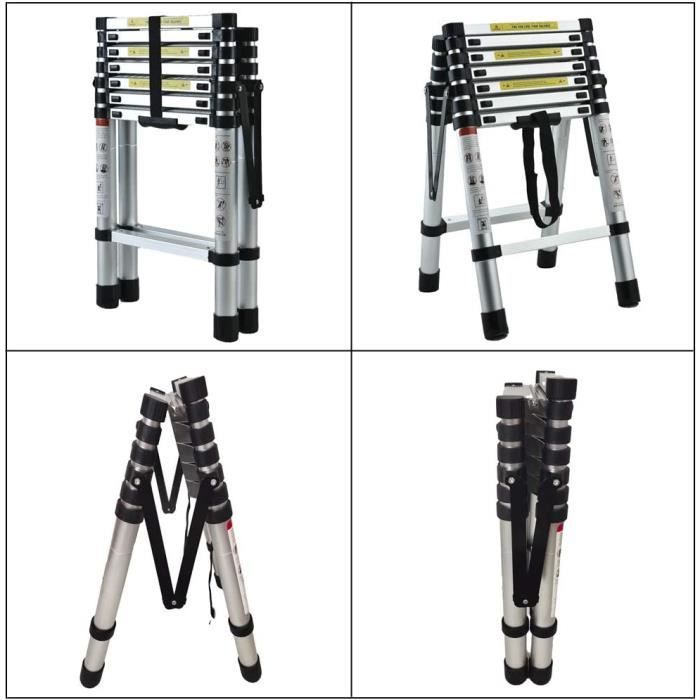 Échelle Pliante 4 Marches SEGAWE – Noir, Antidérapante, Capacité 330 Lbs, Hauteur 64,6″
