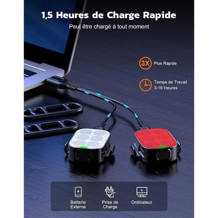 Phare avant de bicyclette,CD-H--Nouveau feu de vélo Rechargeable USB, phare avant et arrière Phare avant de bicyclette,CD-H--Nouveau feu de vélo Rechargeable USB, phare avant et arrière