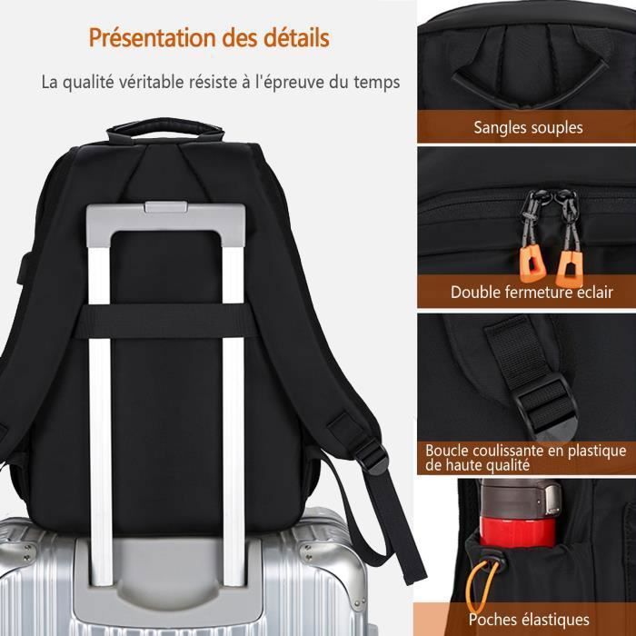Sac à Dos Sport 35L Avec Compartiment Chaussures Et Poche Humide - Pour Fitness, Voyage, école - Compatible PC 15,6 Pouces - Noir