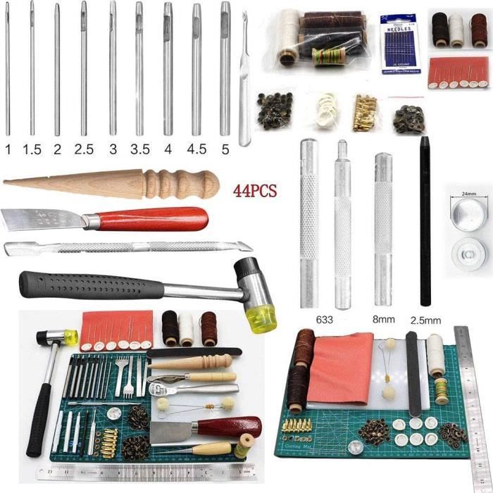 Yeacher 30 pièces Kit d'outils en cuir outils de travail du cuir Kit de  réparation 