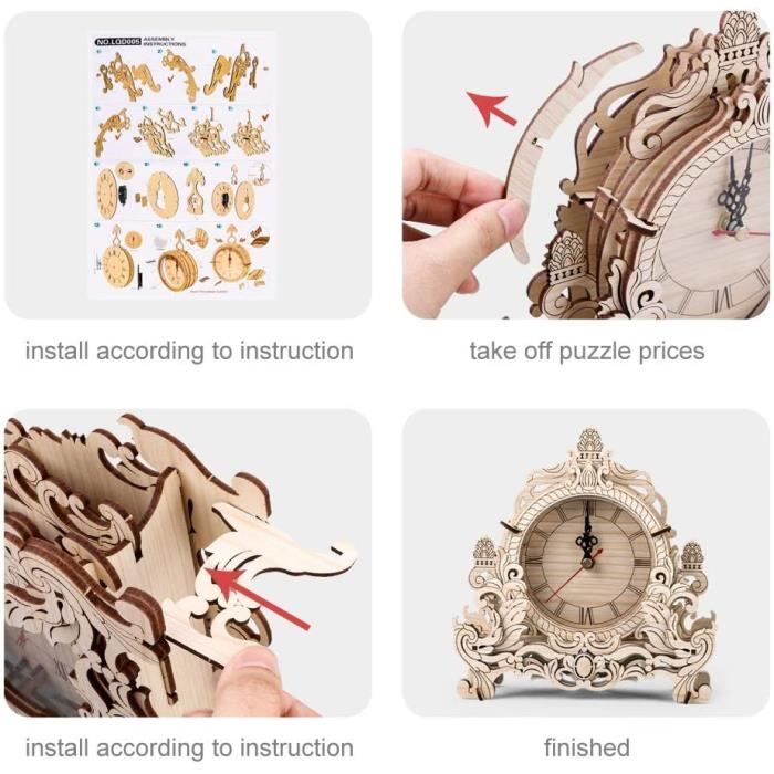 Puzzle 3D En Bois Horloge Magique Kits de Modèles 3D En Bois à Construire  Pour Adultes Kit de Mécanisme D'horloge Murale Antique -  Canada