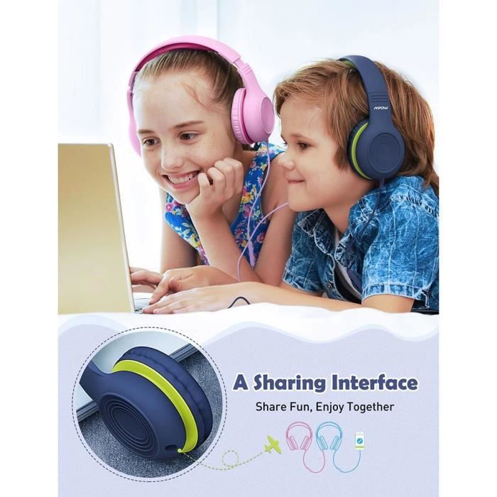 Casque Audio pour Enfants, Mpow CH6S Écouteurs pour Enfant Filaire avec  Limite de Volume (85dB-94dB), partage audio pour école- Bleu - Cdiscount TV  Son Photo