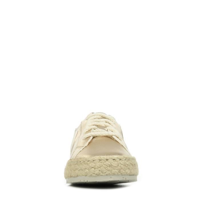 Espadrilles Femme PATAUGAS Pam M F2H Cuir dore a effet Semelle en corde tressee Doublure cuir Gold Cdiscount Chaussures