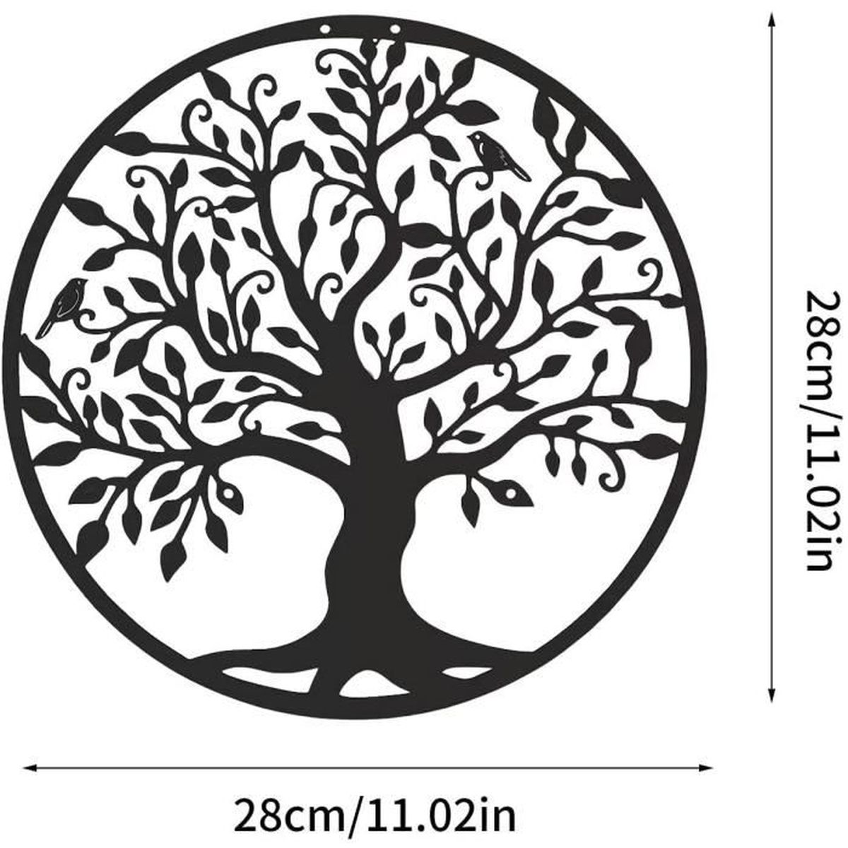 Bibest Art Mural en métal Décoration d/'intérieur Arbre De La Vie Mural en Métal Décoration Murale en métal Noir Décoration Murale