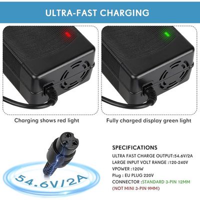 Chargeur 54.6V 2A Pour Trottinette électrique - Prise 12mm-3pin - Universel
