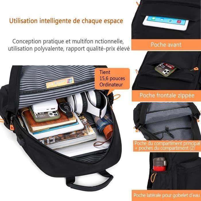 Ordinateur Homme Dimension Sac Ordinateur 15 Pouces Sac à Dos