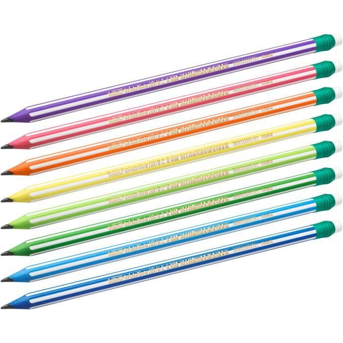 BIC Evolution Stripes avec Gomme Crayons à Papier HB avec Gomme Intégrée -  Couleurs Assorties, Blister de 8 - Cdiscount Beaux-Arts et Loisirs créatifs