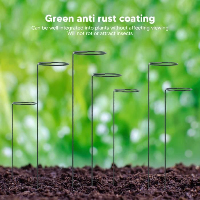 Lot De 6 Tuteurs Pour Plantes, Piquets Verts Ronds Support Pour Plantes Support Plante, Aidez