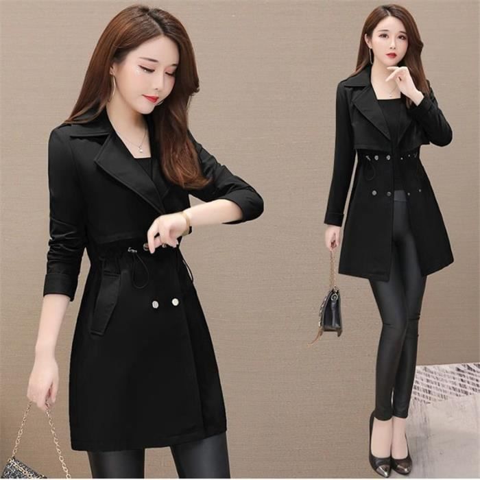 Trench-Coat Femme About Basic Taille L/M | Noir | Ouvert Devant | Style Coréen Occasion