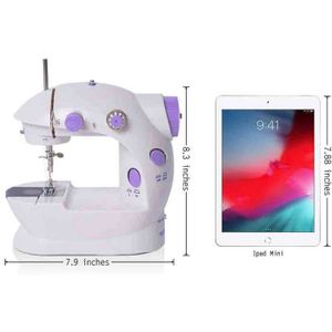 Mini machine à coudre, portable et réglable à 2 vitesses, avec pédale, pour débutants – Blanc Mini machine à coudre, portable et réglable à 2 vitesses, avec pédale, pour débutants – Blanc