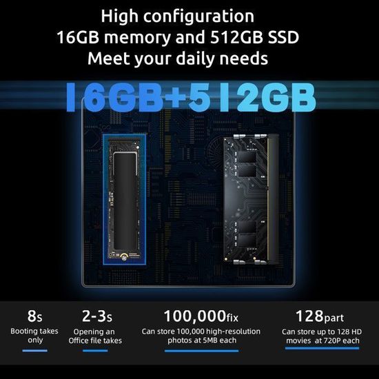 Mini PC - BMAX - B4 Plus - Intel N100 - 16 Go RAM - 512 Go SSD