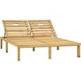 Transat chaise longue bain de soleil lit de jardin terrasse meuble d exterieur double bois de pin impregne de vert-0