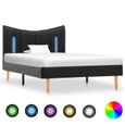 Cadre de lit enfant Simple Confortable Contemporain avec LED Noir Similicuir 100 x 200 cm®NYXSKT® Structure de lit Solide-0