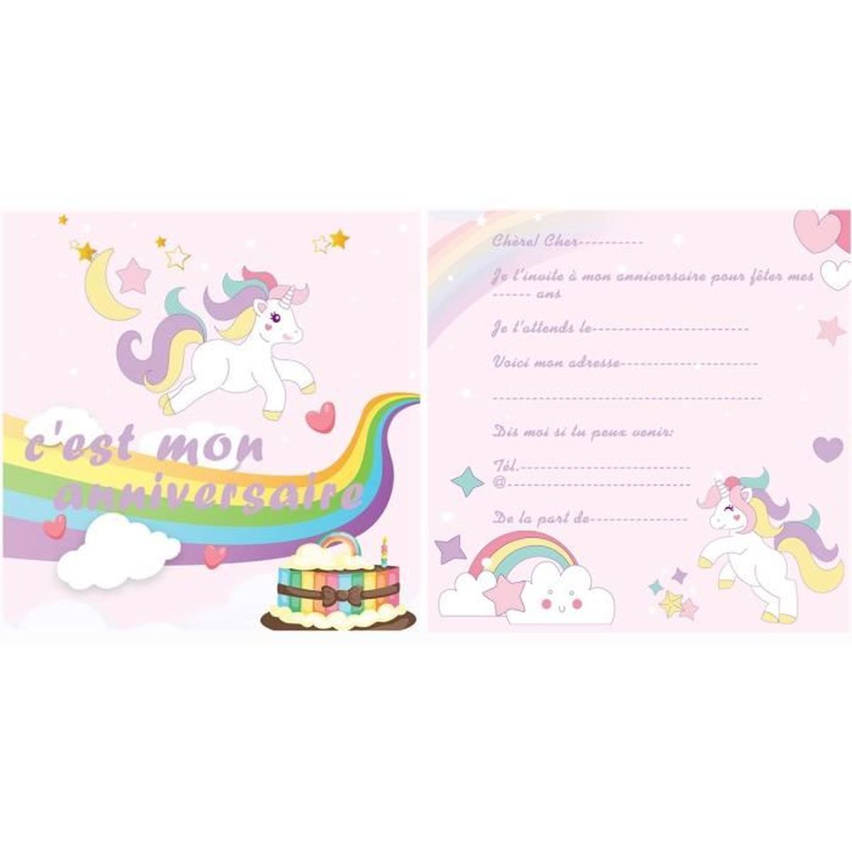 10 Invitations En Francais Fete Carte Invitation Anniversaire Fille Licorne Cartes D Invitation Pour Un Anniversaire De Filles Cdiscount Beaux Arts Et Loisirs Creatifs
