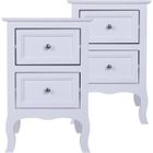 ALIGHTUP Lot de 2 Tables de Chevet Bois Blanche, avec 2 Tiroirs Table de Nuit Scandinaves Style,Meuble Chambre à Coucher