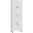 Meuble de salle de bain - Colonne - Décor Blanc brillant - 4 portes + 1 tiroir - L60 x P29 x H182 cm - ARUBA
