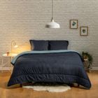 Couette bicolore imprimée chaude 220x240cm Contraste - Réversible - Microfibre douce - BLEU CALIN