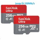 QUMOX Carte Mémoire Micro SDXC - SanDisk - Ultra 256 Go - Vitesse 150MB/S - Classe 10 - U1 A1