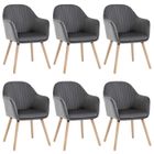 WOLTU 6 X Chaises de Salle à Manger Chaise de Cuisine Gris Foncé Chaise de Loisirs en Velours,BH95dgr-6