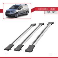 Pour Opel Combo (E) PANELVAN 2019-2023 Barres de Toit Railing Porte-Bagages de voiture 3 pièces FLY Modèle GRIS 733