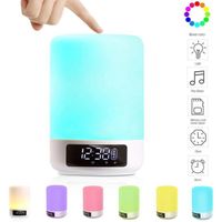 Multicolor Lampe de Chevet tactile Portable Sans Fil Bluetooth Haut-Parleur carte Micro SD Soutenue réveil Compatible avec iPhone