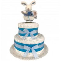 C Comme Cadeau | Gâteau De Couches Et Sa Boîte à Musique Lapin bleu