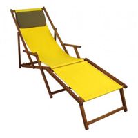 Chaise longue de jardin jaune pliante avec repose-pieds et oreiller, mobilier de jardin 10-302FKD