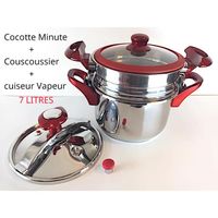 Cocotte minute autocuiseur couscoussier cuiseur vapeur 7 Litres Inox tous feux induction vitrocéramique