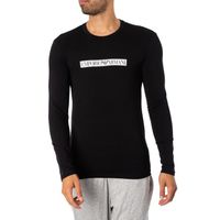 T-Shirt À Manches Longues Avec Logo Lounge Box - Emporio Armani - Homme - Noir