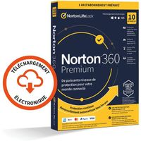 Norton™ 360 Premium 2022 |10 Appareils | 1 An d'Abonnement | PC/Mac/iOS/Android - Téléchargemen