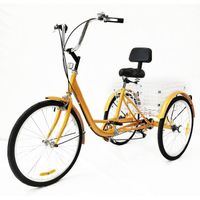 Tricycle adulte de vélo à 3 vitesses de 24 "6" avec un panier de magasinage, vélo de croiser avec panier blanc