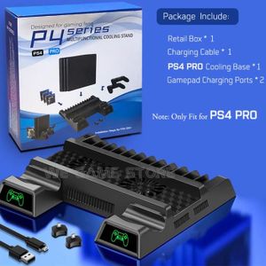 VENTILATEUR CONSOLE P4 Pro Stand - Ventilateur de refroidissement pour console de jeu PS4 Slim-Pro, avec station de charge, contr