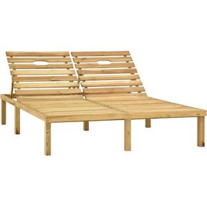 CHAISE LONGUE Transat chaise longue bain de soleil lit de jardin terrasse meuble d exterieur double bois de pin impregne de vert