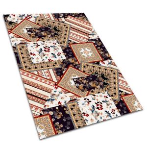 TAPIS D’EXTÉRIEUR Tapis d'extérieur en vinyle Decormat - Patchwork chaotique - 120x180cm - Rouge et noir